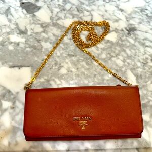 Prada Authentic Orange Saffiano Wallet